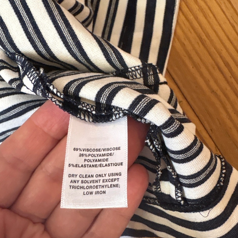 Lafayette 148 Cardigan Women Blue White Striped Open Front Knit SIZE M - Picture 6 of 7